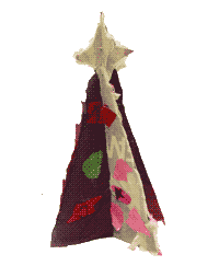 albero di natale di cartone e stoffa